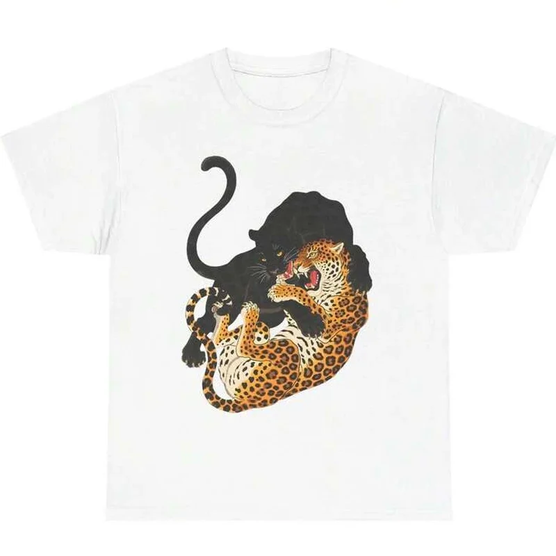 Leopardenmuster-Druck T-Shirts für Männer Sommer Casual Mode Streetwear Y2K Oberteile Vintage Amerikanischer Stil O-Ausschnitt Kurzarm-Shirts