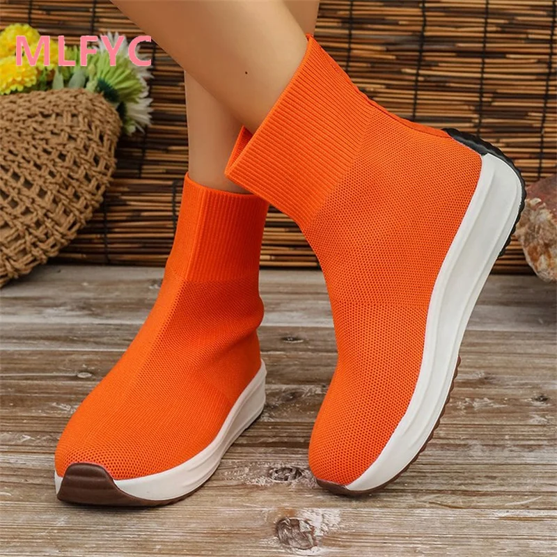 Women High Top Single Shoes Ladies Autumn New Leisure Breathable Round Head Pullover Female Shoes Flat Bottom Simple Shoes Mujer