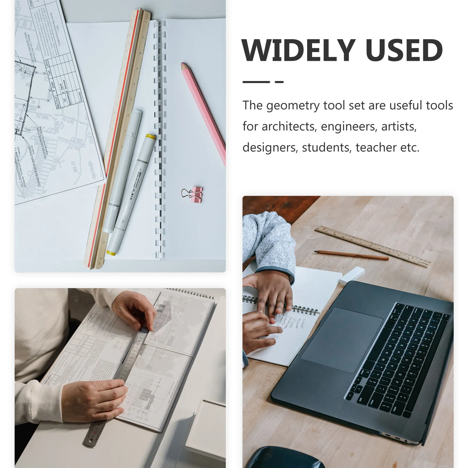 1세트 금속 자 세트에는 학생, 예술가, 엔지니어를 위한 자, 각도기, 삼각판이 포함되어 있으며, 컴팩트한 학교용 드로잉 도구입니다.