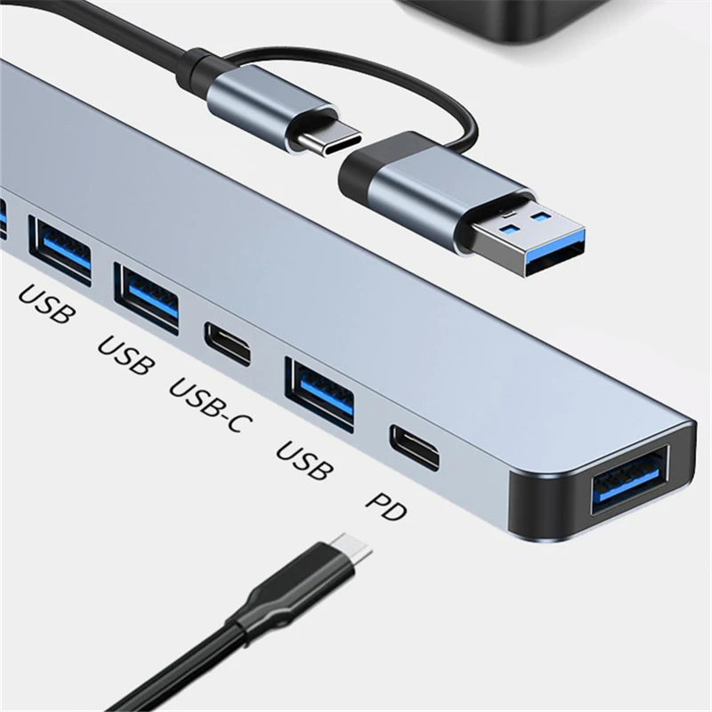 USB C Hub 7 Ports USB Type C to 3.0 Dock Station Splitter Adapter for MacBook Pro iPad Pro Samsung Galaxy Note Hub