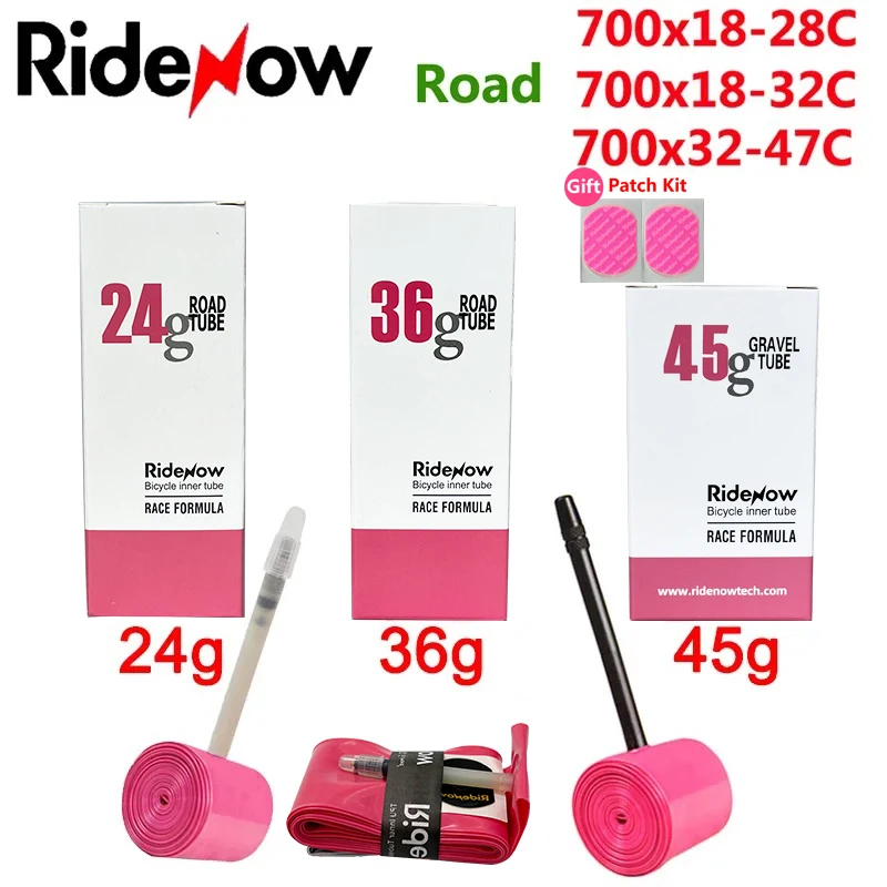 RideNow TPU Road Bicycle Inner Tube with Patch Kit, Gravel and MTB Bike Accessories