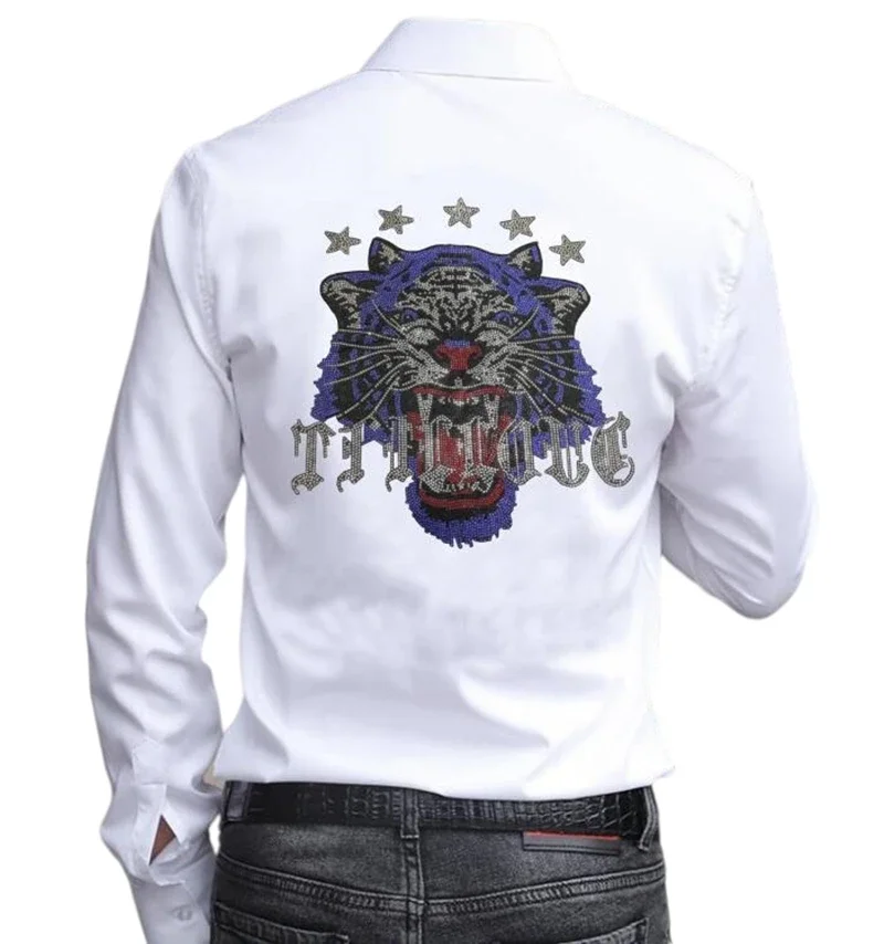 

Женская рубашка в стиле хип-хоп с длинным рукавом и стразами