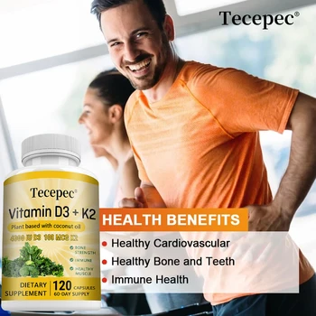 Vitamin D3 K2 Capsules - 4000IU, Promotes Strong Bones, Calcium Absorption, Teeth, Heart and Cardiovascular Health 1