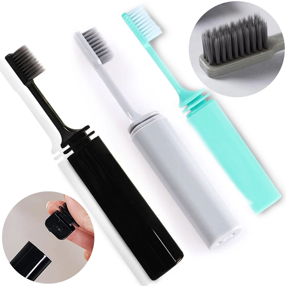 

Bamboo Charcoal Toothbrush Soft Natural Bristles Teeth Brush Camping Hiking Outdoor Easy To Carry Portable Folding Toothbrushes