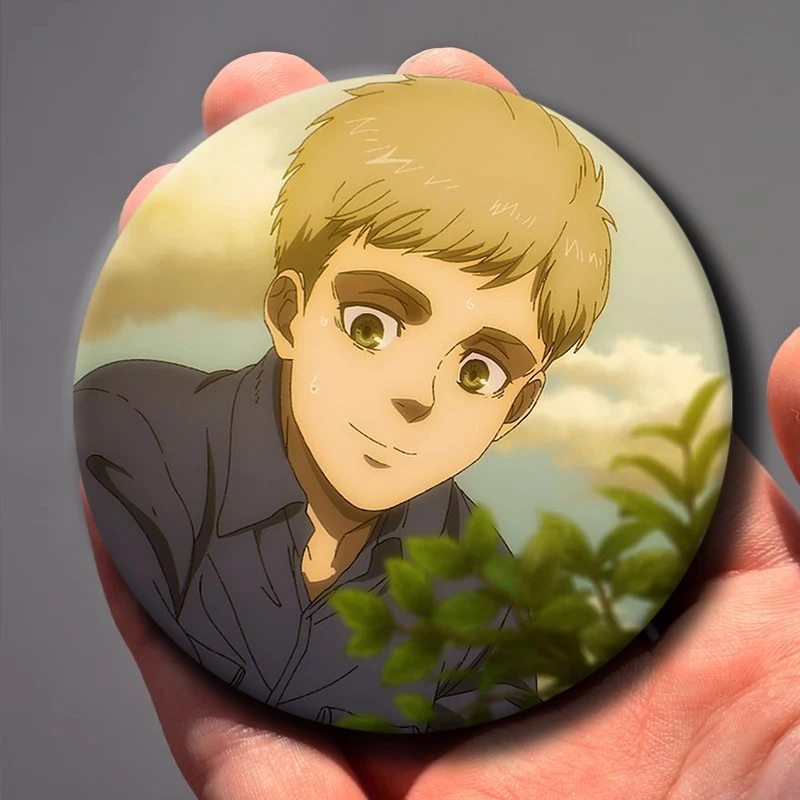 58mm 애니메이션 A-ATTACK ON TITAN 에렌 예거 키스 샤디스 애니 레온하트 코스프레 의상 배지 핀 SPTE Tinplate Brooch Prop Gilf
