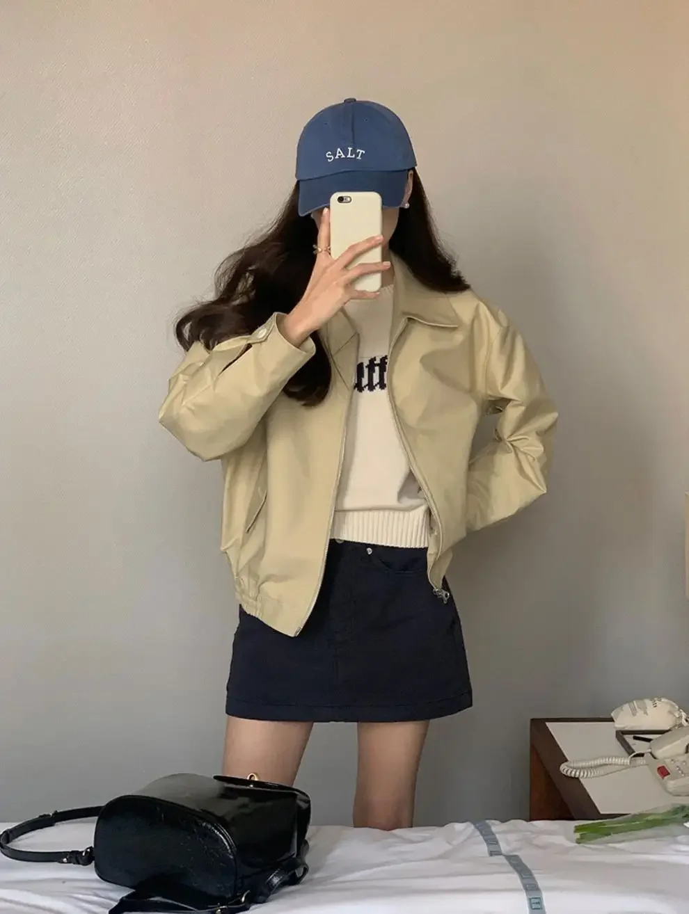 Description Picture 2 of itemPlus Size Fashionable Korean Style Casual Petitelapel Cropped Jacket Autumn New Arrival Baseball Workwear Large Size Outerwear