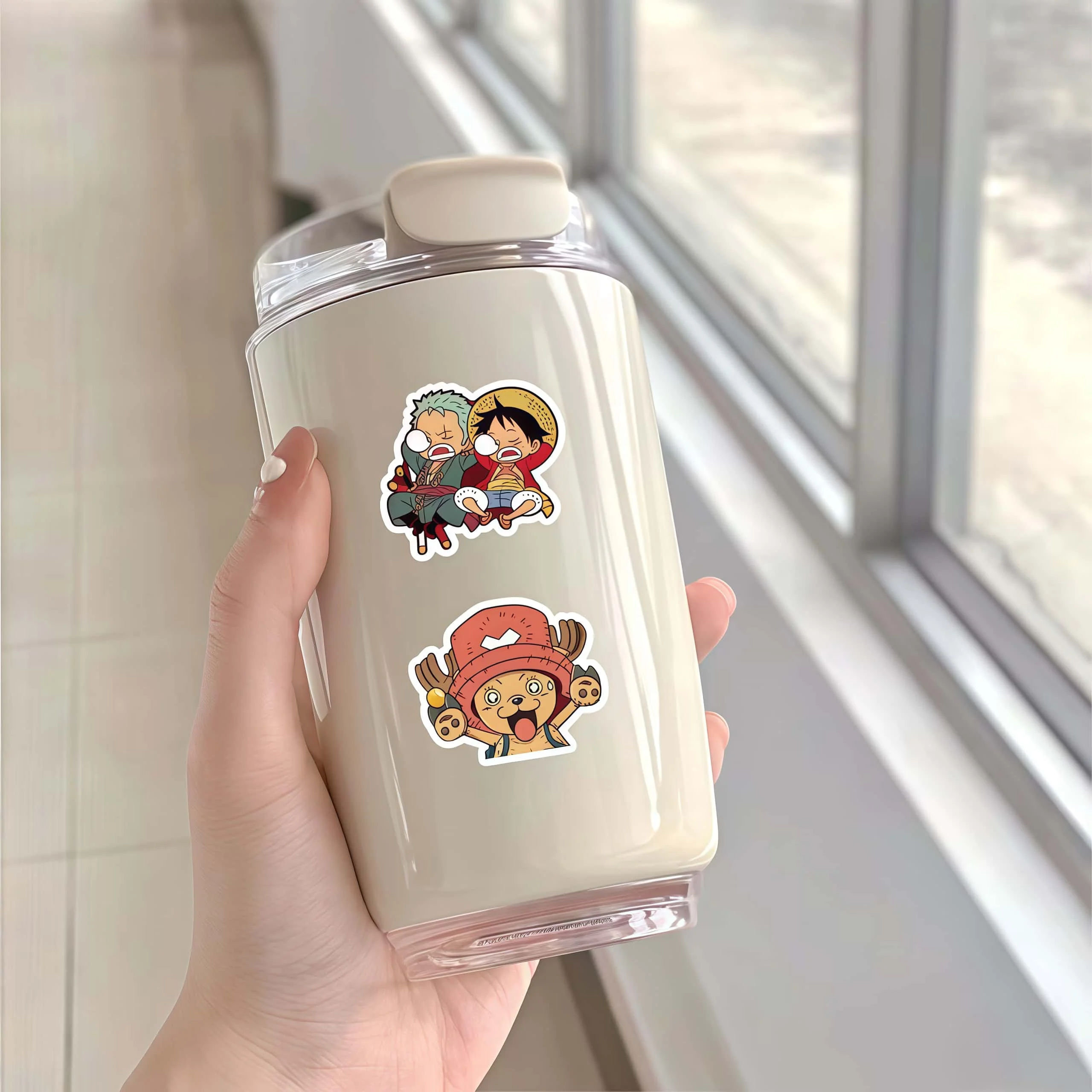 100개입 원피스 치비 애니메이션 스티커 팩, 귀여운 풀 크루 루피 조로 니카 캐릭터 데칼 (노트북, 물병, 저널용)