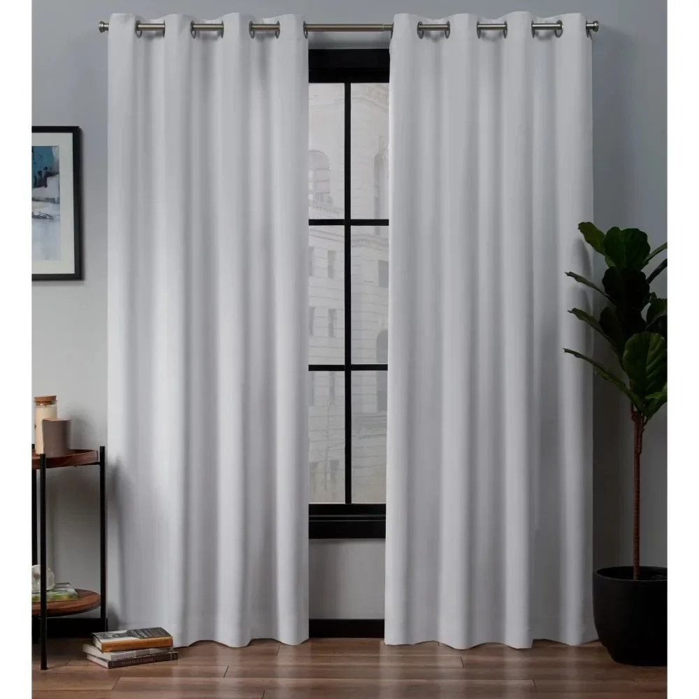 

Curtains Blackout Grommet Top Curtain Panel Pair, 52" x 84", White Window curtains for living room Bathroom curtain