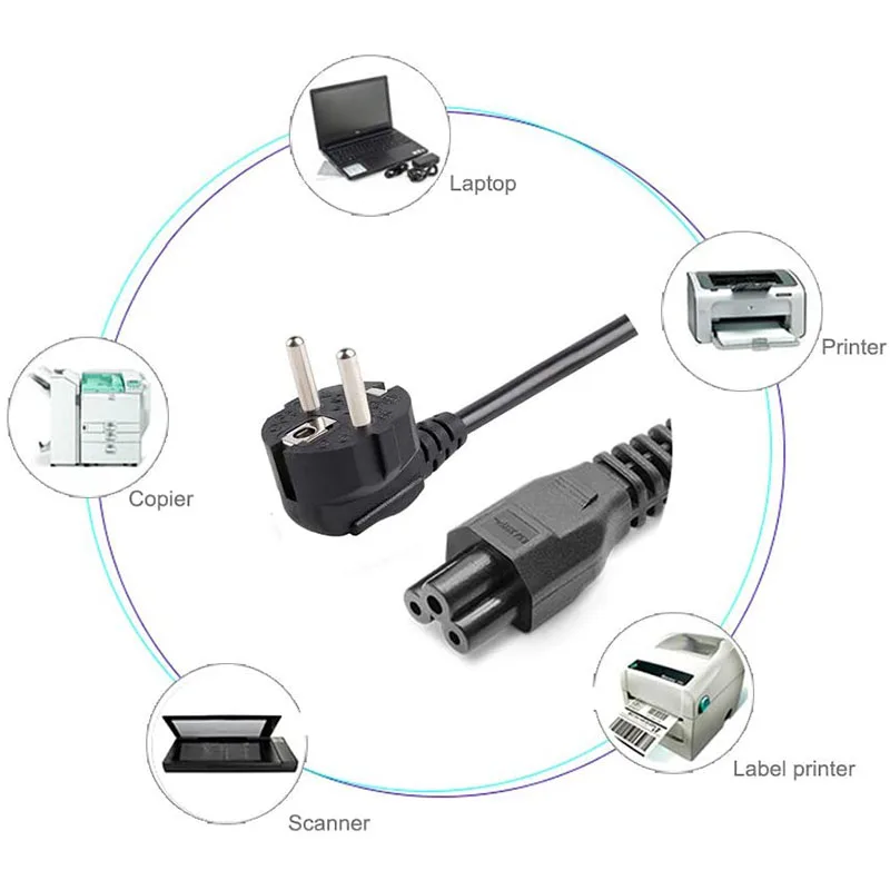 1.5M EU US Universal Laptop 3-pin Charger Plug Power Adapter Cord Cable For HP Dell Toshiba Sony ASUS Lenovo Samsung notebook