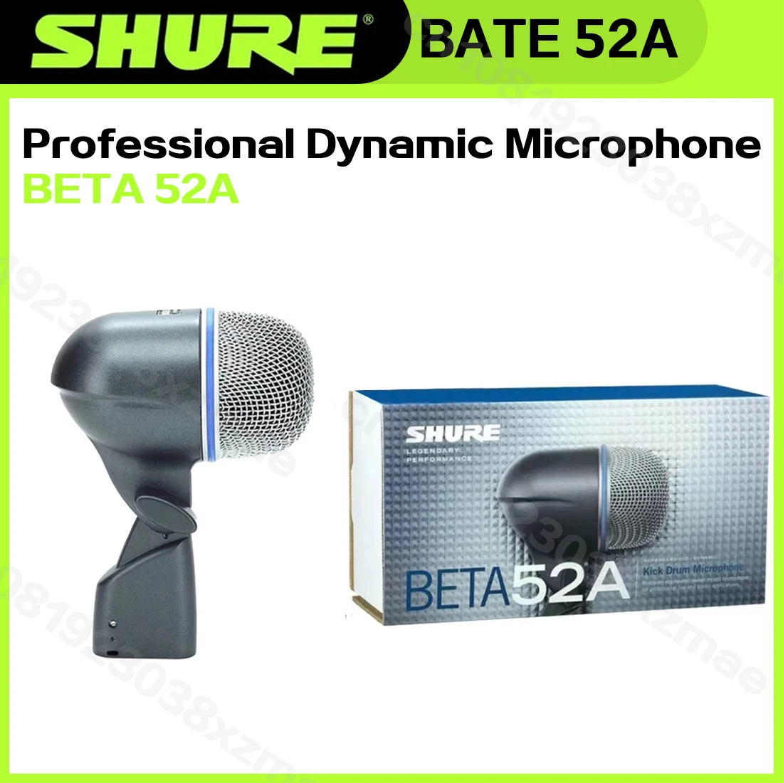 Shure Beta52A Professional Dynamic Microphone for Kick Drum Bass Instrument Stage Performance Live Recording