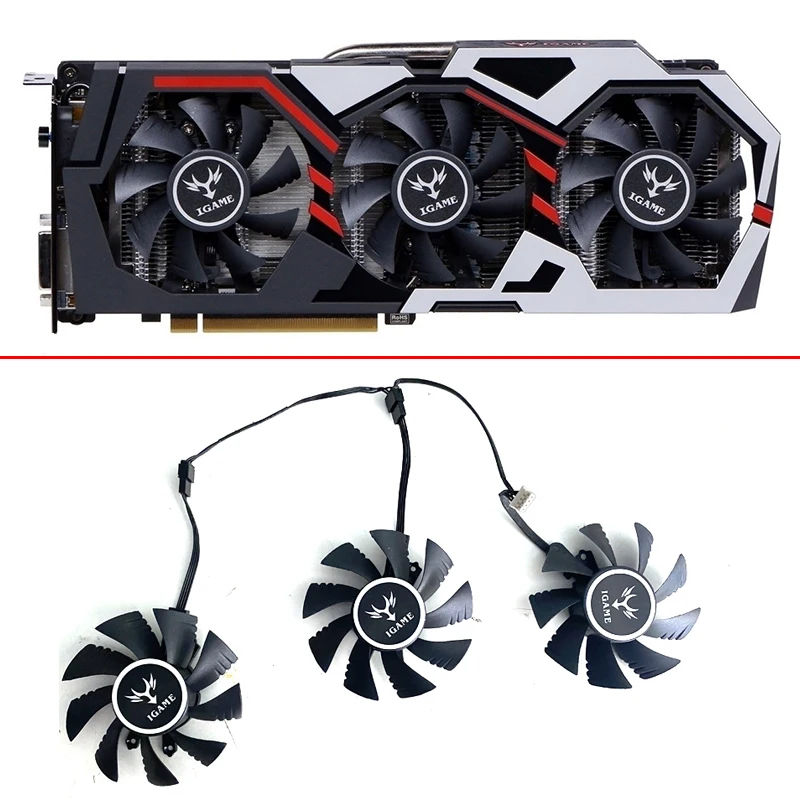 Ventola Di Raffreddamento A 4Pin Da 3 Pezzi 75Mm Igame Gtx 1060 Ventola Gpu Da 6Gb Per Ventole Colorate Per Schede Video Igame Geforce Gtx 1070Ti Gtx 