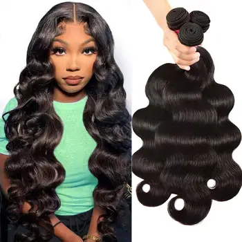 12A Body Wave Human Hair Bundles Unprocessed Brazilian Virgin Hair Bundles 14-30 Inch Natural Color Human Hair Extension 1