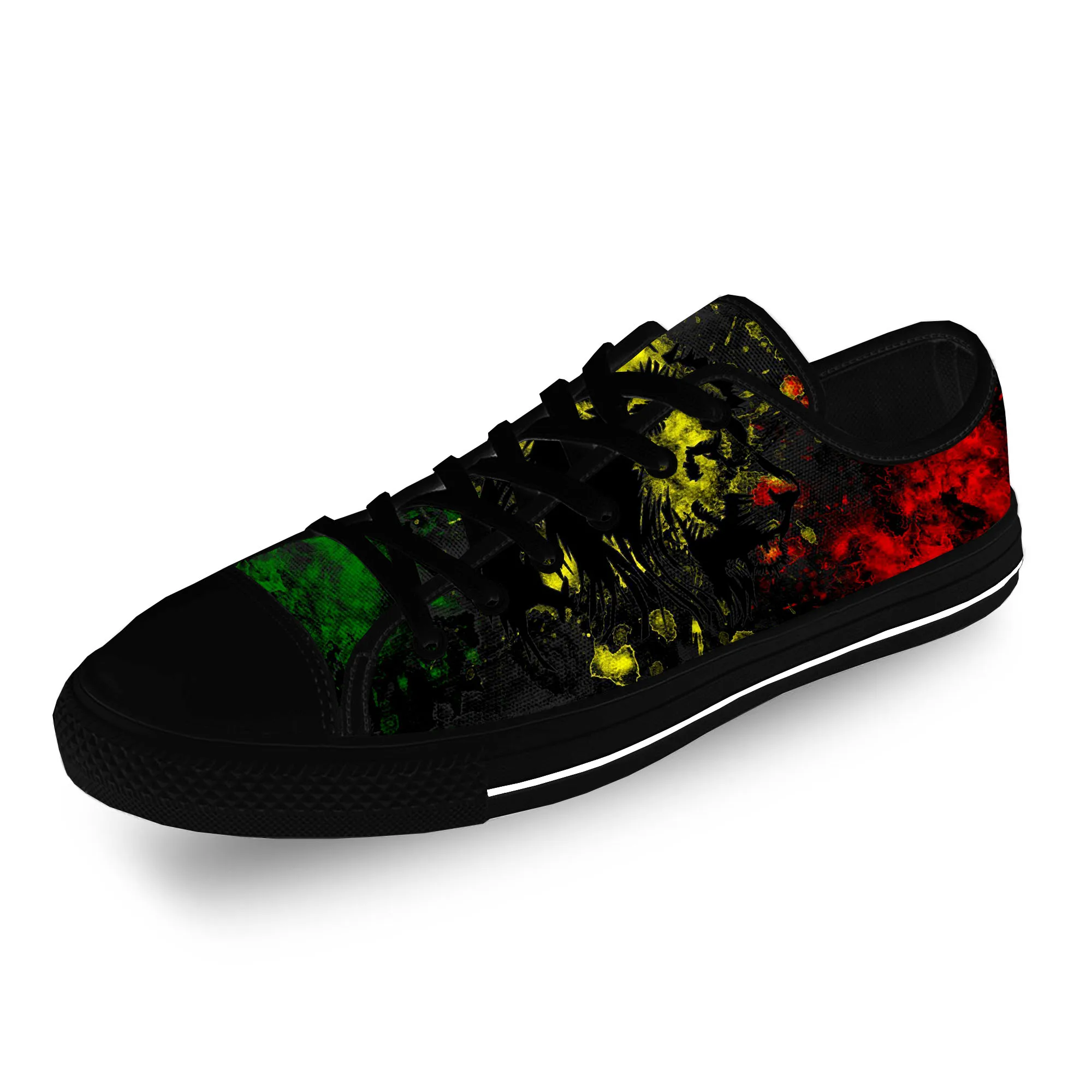 

Reggae Rastafarian Rasta Rastafari Lion Casual Cloth 3D Print Low Top Canvas Shoes Men Women Lightweight Breathable Sneakers