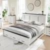 King Wood Bed Frame with 52" Tall Headboard & Footboard, Platform Bedframe with Hidden Storage Drawers, King Bed Frame 1