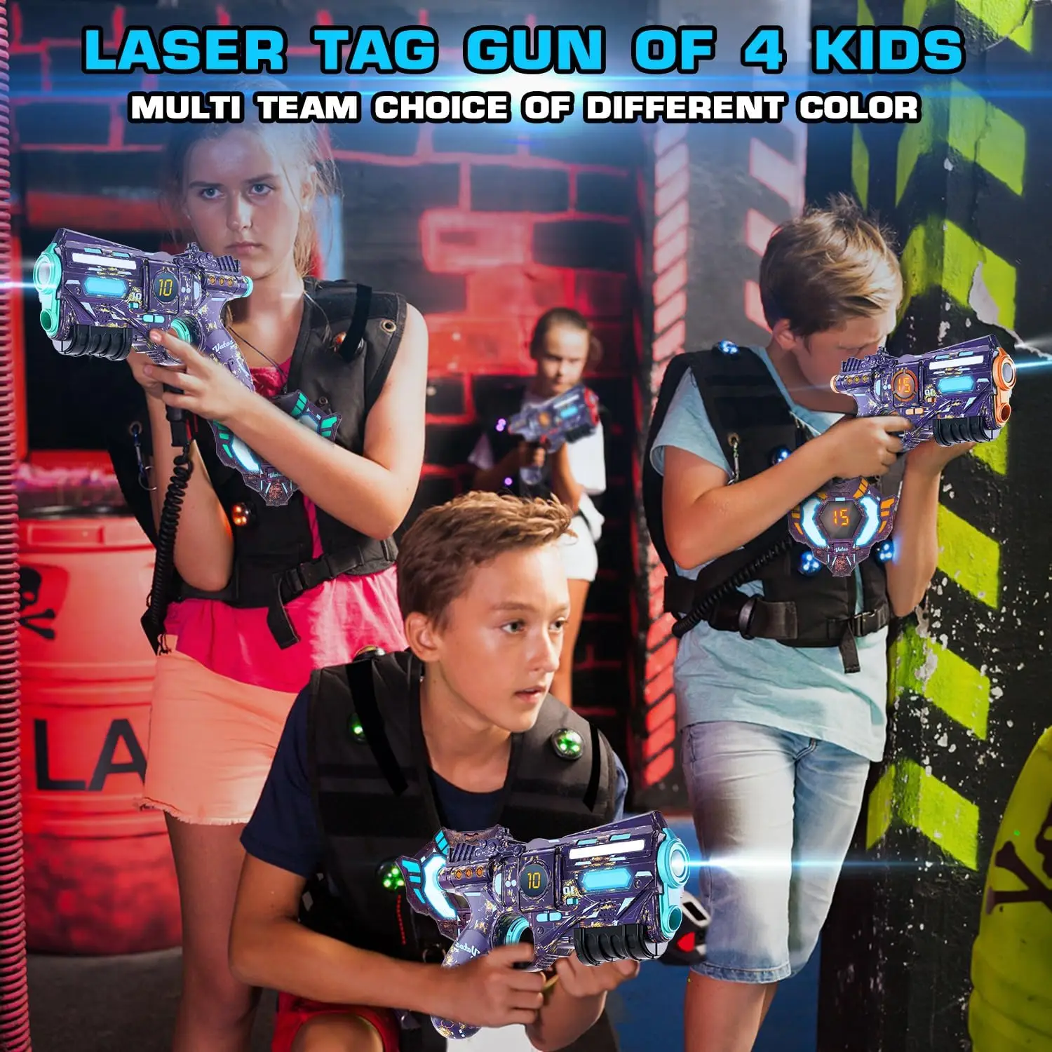 VATOS Rechargeable Health-value Data SYNC Laser Tag Gun Infrared Laser Tag Sets 4 Vest Glowing Light Lazer Tag Game for Adults f 6