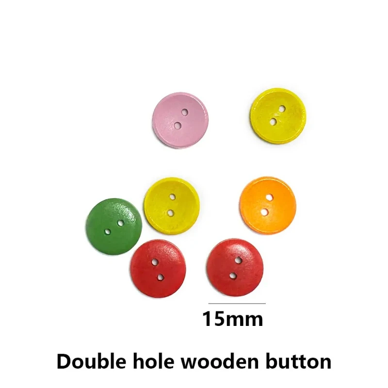 50개 다채로운 작은 나무 단추 어린이 의류용 둥근 2홀 DIY 바느질 공예품