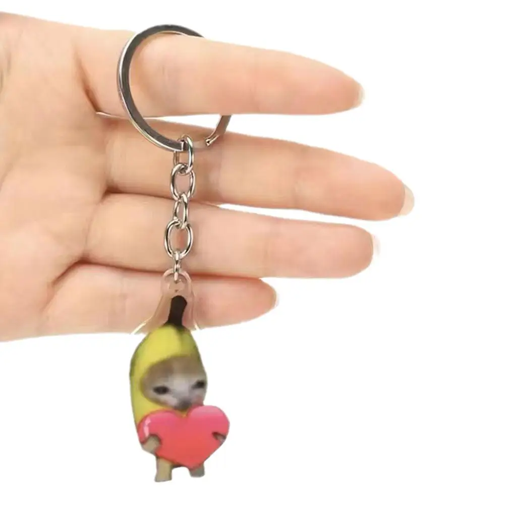 Bananya Wristlet Keychain - Cat In Banana Anime Lanyard For Keys & ID