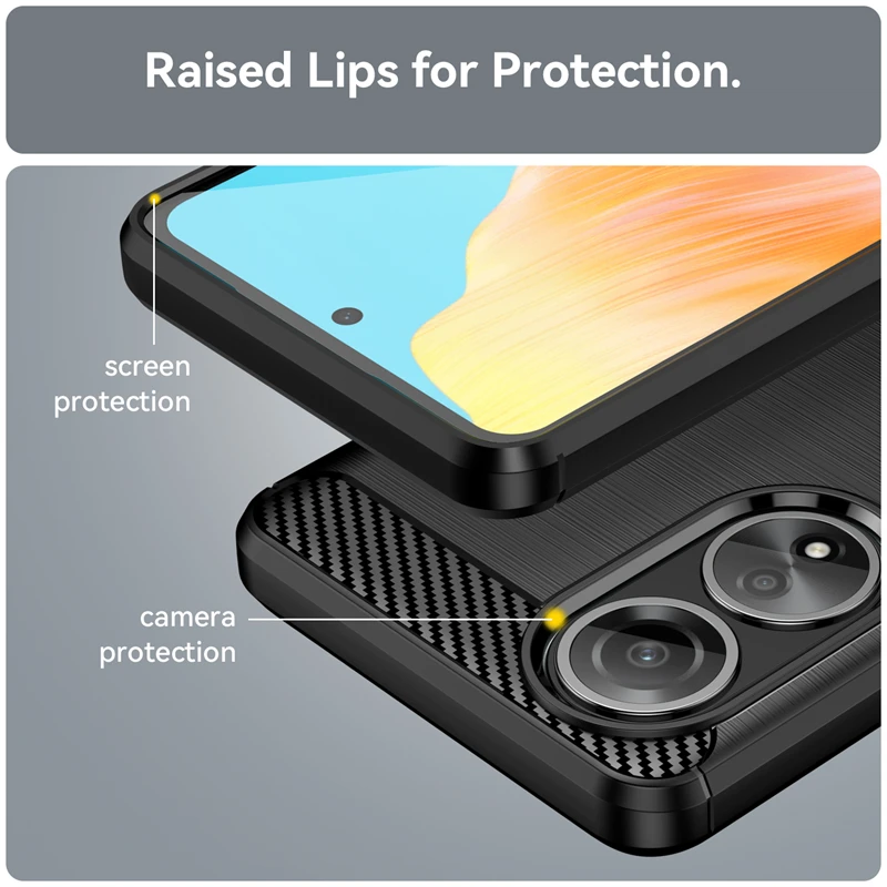 Enhanced Armor Shockproof Phone Case - Carbon Fiber Design, Soft TPU Bumper