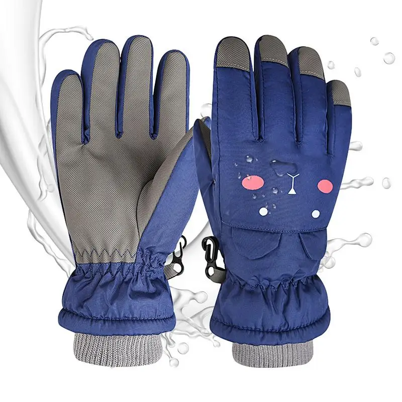 

Зимние перчатки для детей с мультяшным медведем флисовые зимние перчатки плотные изолированные ветрозащитные Нескользящие Детские Водонепроницаемые перчатки для верховой езды