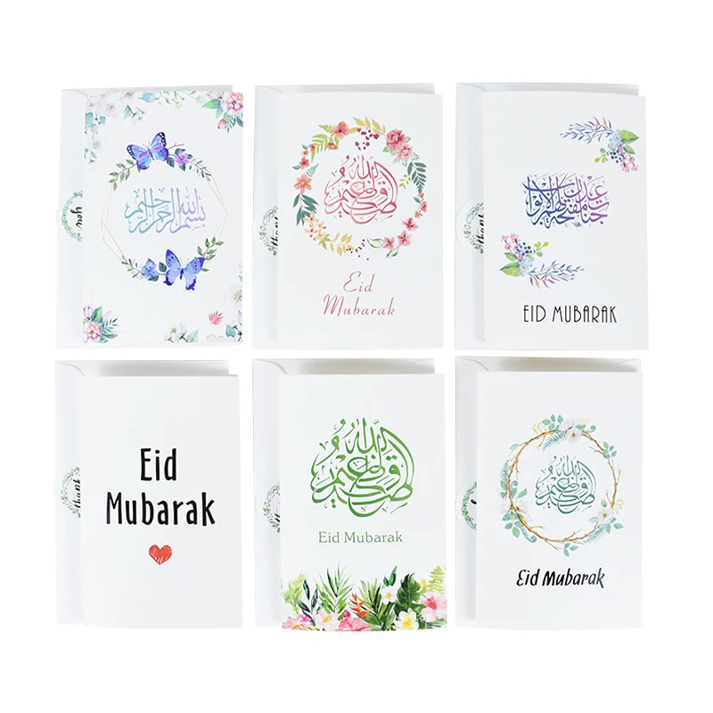 18 pz/set Eid Mubarak biglietti di auguri Eid al-Fitr biglietti di auguri biglietti di auguri Ramadan con buste forniture per feste islamiche musulmane