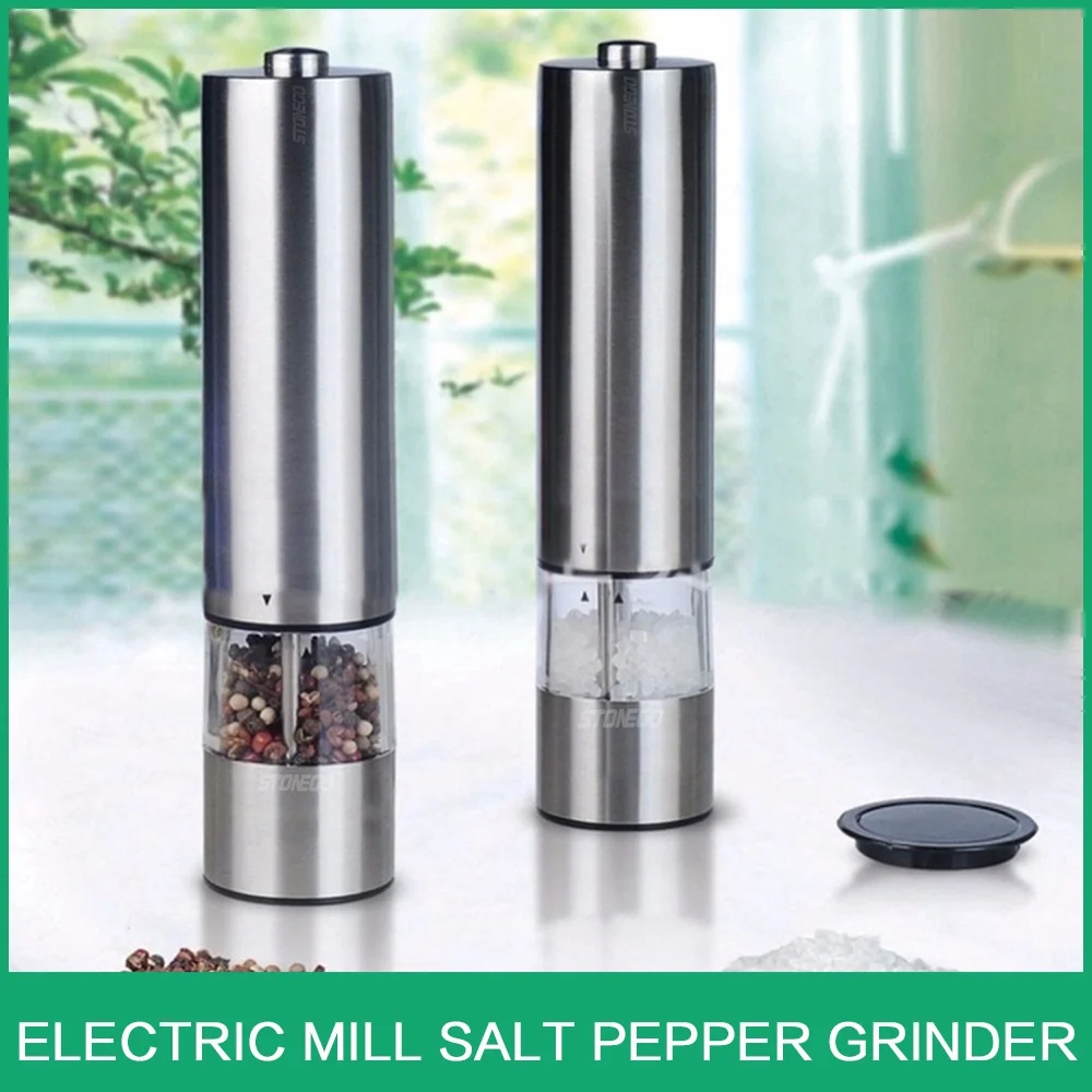Salt and Pepper Grinder Herb Grinder Electric Pepper Salt Grinder Automatic Herb Spice Muller Stainless Steel/ABS Pepper Mills Salt Spice Grinder Mullers