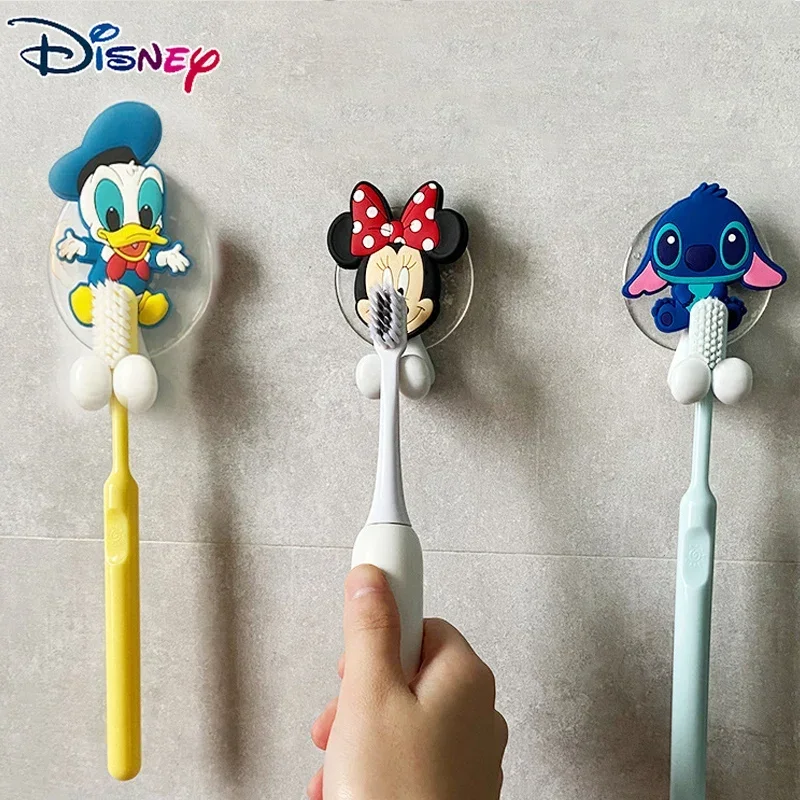 Disney Stitch Kids Toothbrush Holder Cartoon Mickey Mouse Minnie Mouse Anime Wall Mounted Shelf Kitchen Bathroom Toys Gift