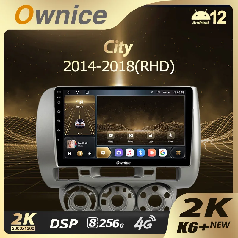 Ownice K6 + 2K 13.3 "Per Honda Fit Gd 2001 - 2008 Jazz Gd Driver Destro Autoradio Lettore Video Navi Android 12 No 2Din 2 Din