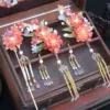 Elegant Flower Hairpin Set Handmade Rose Tassel Hair Clip Exquisite Vintage Girls Hair Stick Metal Jewelry Hair Accessories