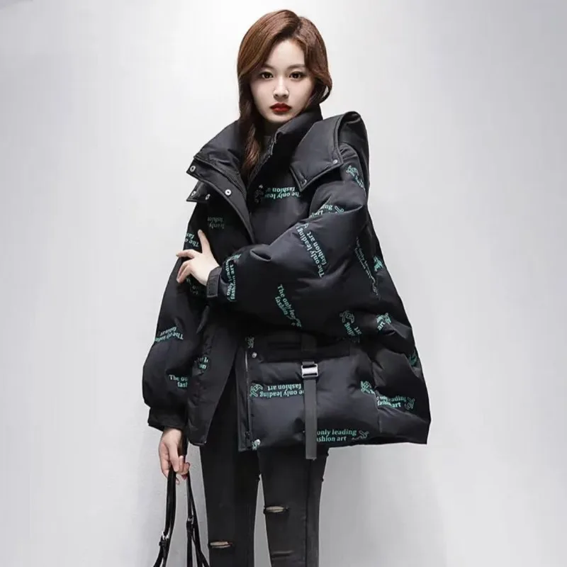 2023 New Women Down Jacket Winter Coat Female Warm Thickened Parkas Loose Short Code Outwear Fashion Hooded Large Size Overcoat