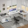 Room Desks Durable Work Desk for Home Office Reversible L Shaped Computer Desk With Magic Power Outlets and USB Charging Ports 2
