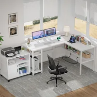 Room Desks Durable Work Desk for Home Office Reversible L Shaped Computer Desk With Magic Power Outlets and USB Charging Ports 2