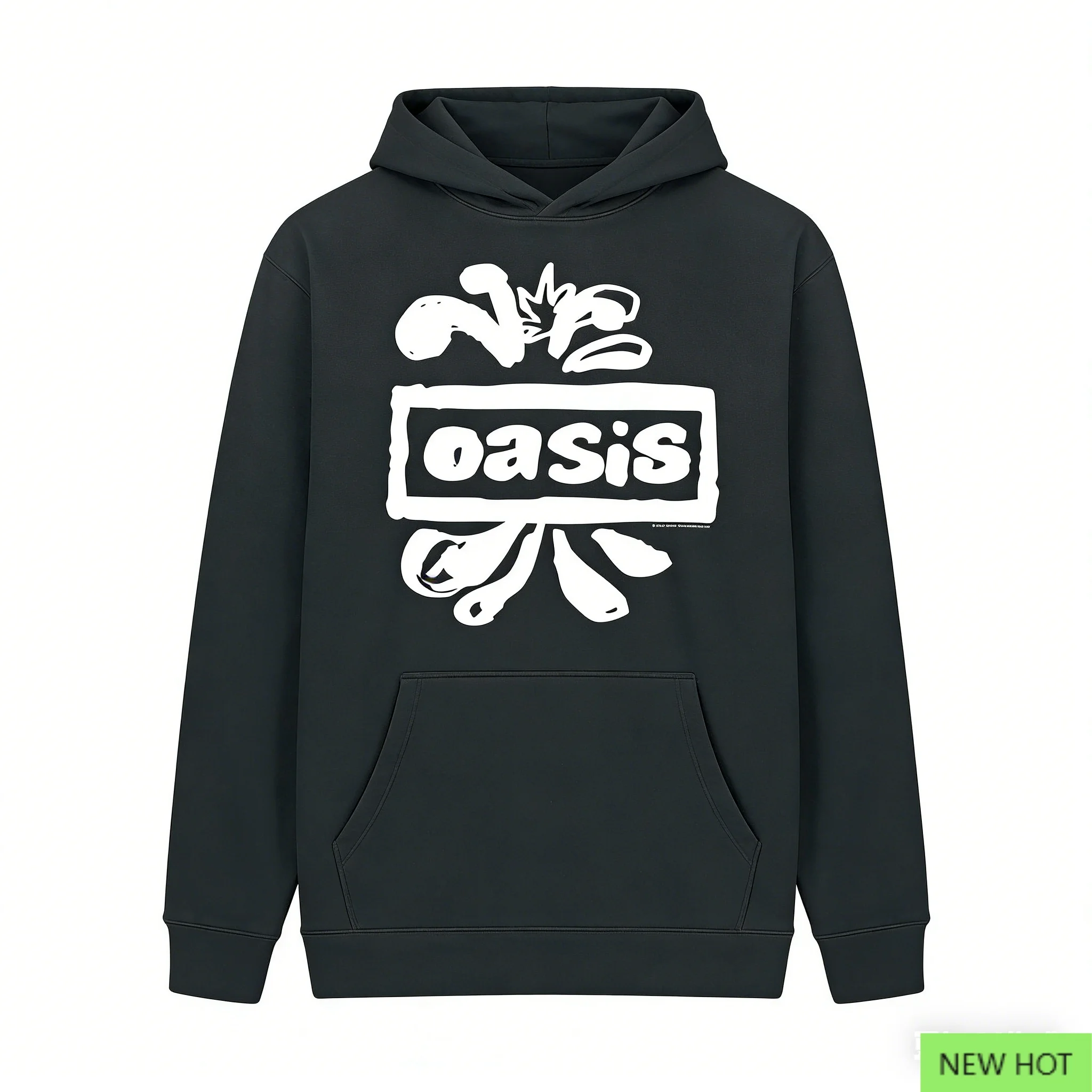 Oasis Band Sudadera con capucha Logo clásico Sudadera gráfica Britpop Fans Ropa Estampado de grafiti Negro Casual Ropa de calle unisex