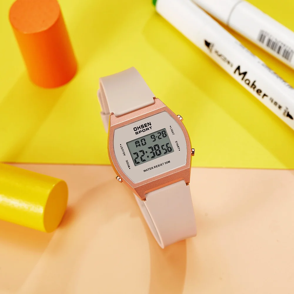 Sleek Pink Waterproof Digital Women's Sport Watch
