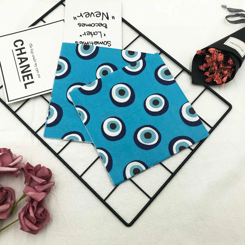 10/20pcs Blue Printed Paper Napkin Birthday Party Table Setting