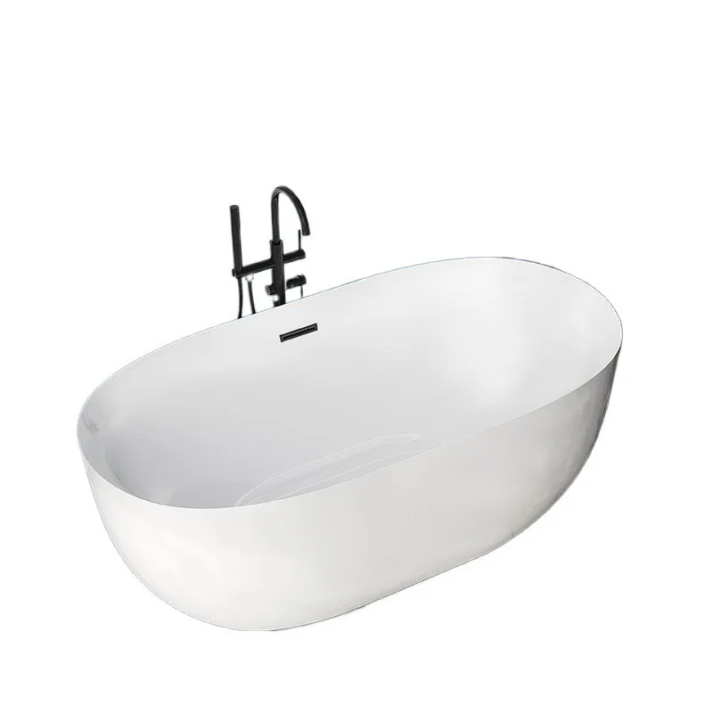 Modern Artificial Solid Surface Oval Round Ceramic Bath Tub Bathroom Soaking Freestanding Acrylic Bathtub for Hotel Project