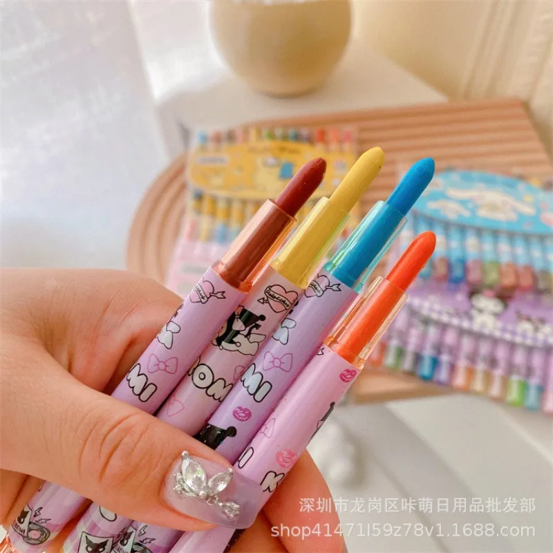 

Kawaii Sanrio Kuromi Cinnmoroll Swirl Crayon Cute Girl Children's Oil Painting Stick Drawing Brush Children's Day Gift Award
