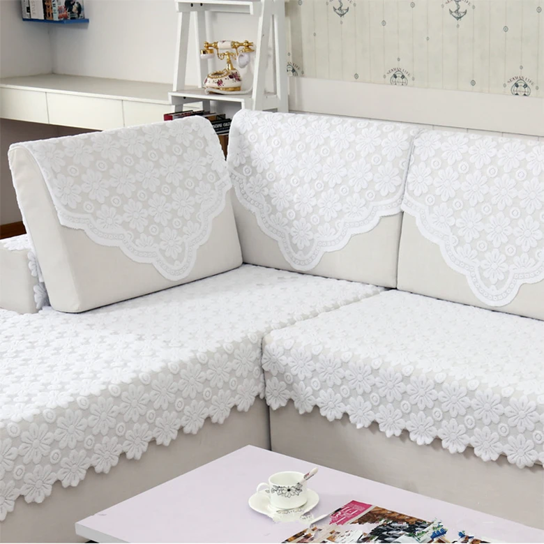 thumbnail image 1 of Juego de funda de sofá de encaje floral sólido, toalla de sofá bordada transpirable de verano, funda de sofá en forma de L, mantel, fundas para muebles, 1 of 5