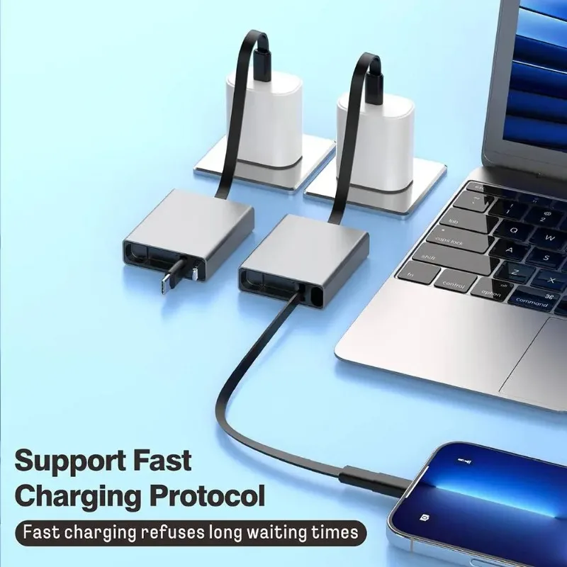 도착용 텔레스코픽 USB 케이블 타입 C 66W PD 4 in 1 데이터 케이블 고속 충전 접이식 아이폰 삼성 모바일 아이패드 노트북용