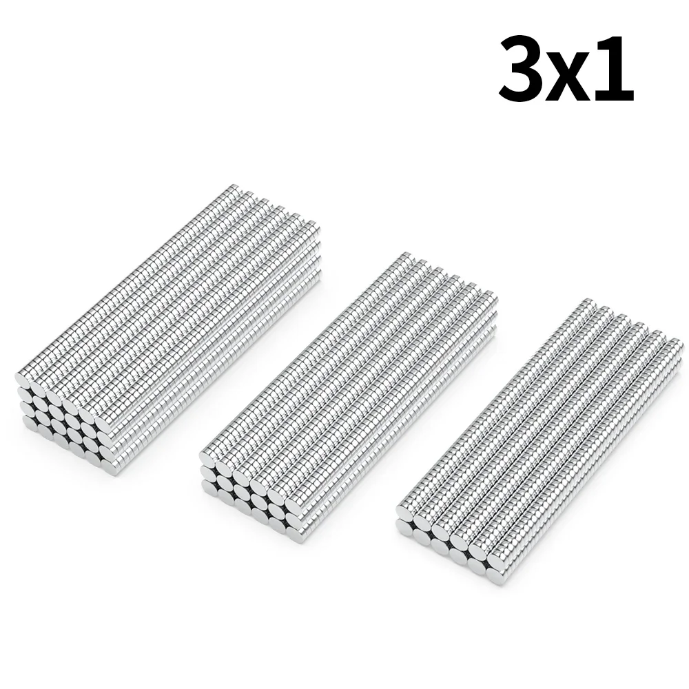 แม่เหล็กนีโอไดเมียมทรงกลม N35 ขนาด 3x1 มม. แรงสูงพิเศษ แม่เหล็กถาวรทรงพลัง แม่เหล็กติดตู้เย็น 3*1 1
