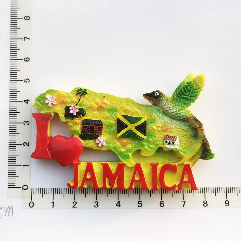 

Jamaica Bird Map Fridge Magnet Cultural Landscape Message Stickers Tourist Souvenirs Resin Craft Decorations