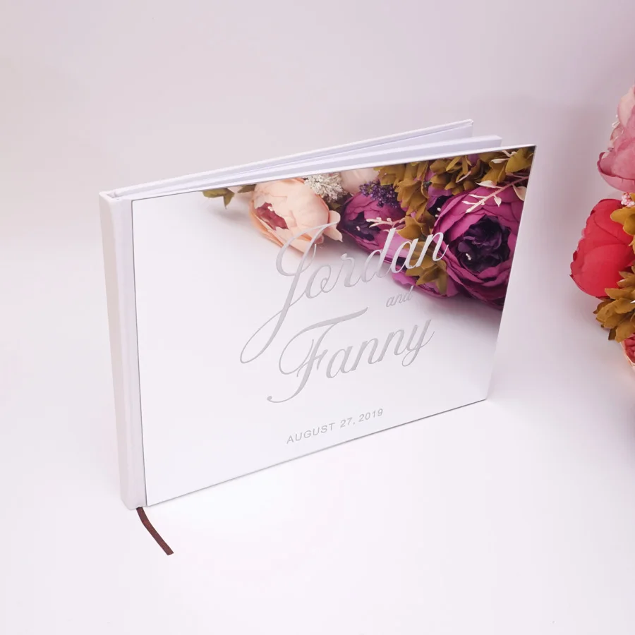 Personalized Wedding Groom And Bride Name Signature Guestbook Acrylic Cover For Memorial Gifts Sign In Book