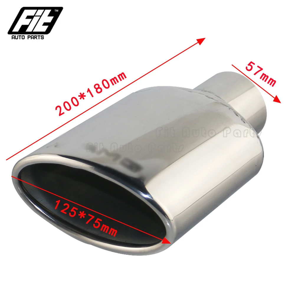 1pcs Car Exhaust End Tip Interface 57mm Slant Rolled Outlet Auto