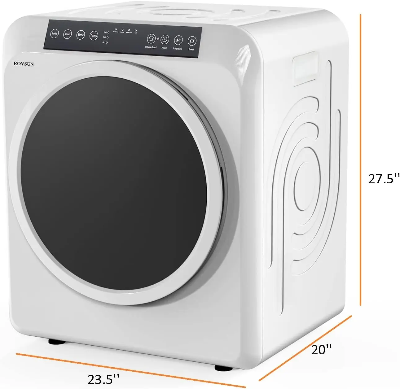 13.2LB Portable Clothes Dryer, 3.5 Cu.Ft High End Front Load Tumble Laundry Dryer with LCD Touch Screen, Stainless Steel Tub 6