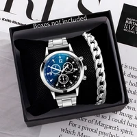 1/2PCS Men Business Watches Fashion Men’s Steel Band Quartz Watch with Bracelet（Box not Included）