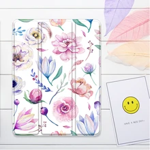 

Watercolor Flowers Case For iPad Air 4 Mini 6 Pro 11 2021 Funda For iPad 10.2 7th 8th 10.5 Air 2 Silicone Case Pencil Holder