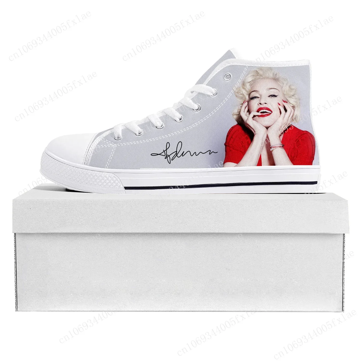 

Madonna Pop Rock Singer High Top High Quality Sneakers Mens Womens Teenager Canvas Sneaker Couple Shoe Custom Shoe Disco Fashion