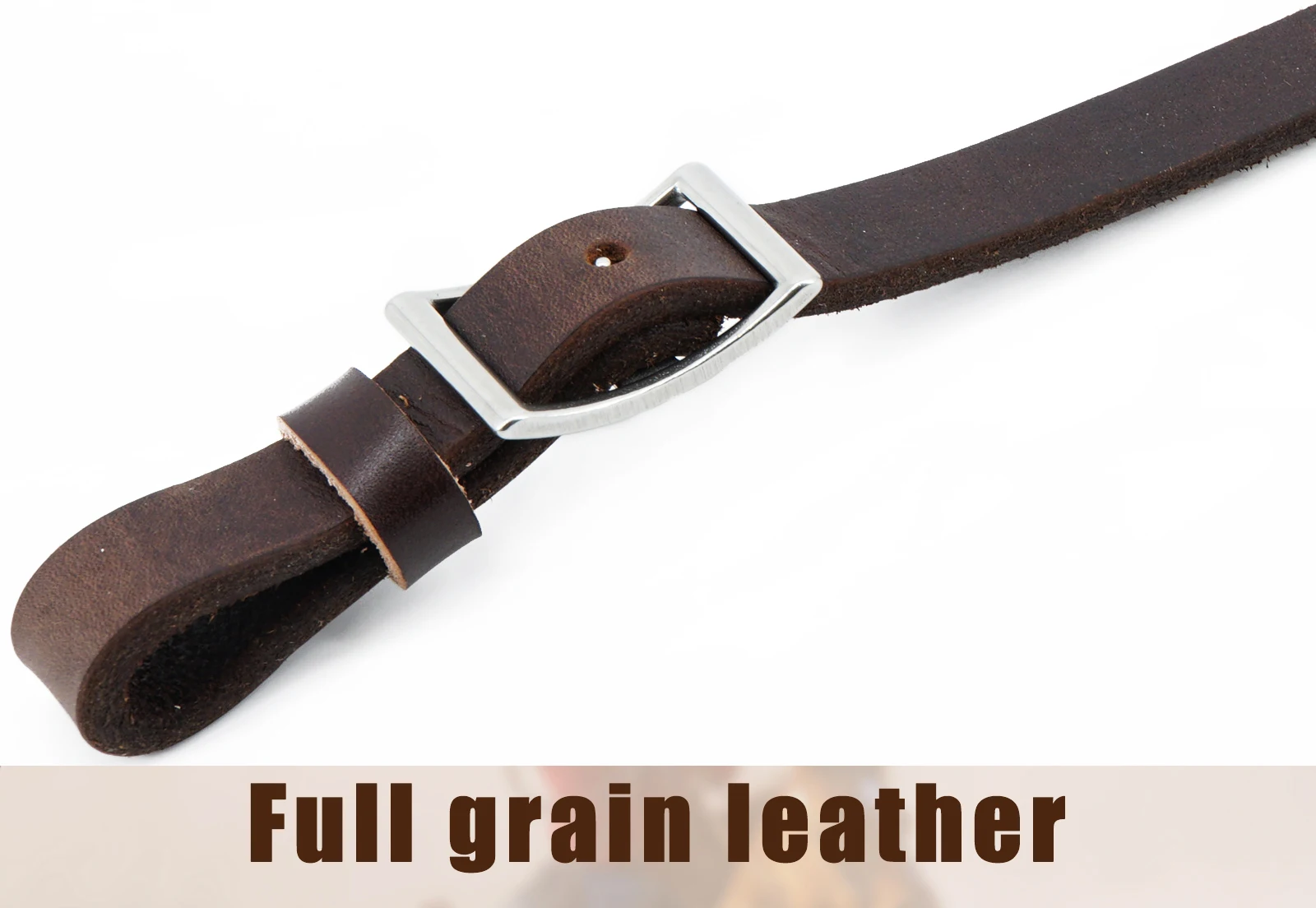 Equestrian Oiled Heavy Harness Roper Rein -Made with Harness Leather, Stainless Steel Hardware 5/8" x 7'