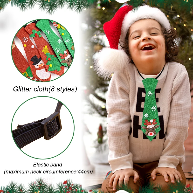4 cravatte di Natale, divertenti paillette, decorazioni natalizie, cravatte, Babbo Natale, pupazzo di neve, cervo, orso, cravatte, albero di Natale, decorazione da appendere, regalo di Natale