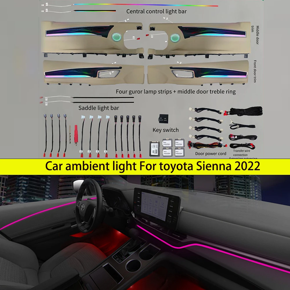 Led Car Ambient Light For Toyota Sienna 2022 Dashboard Trim Light Rear