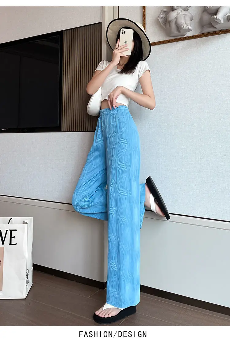 Streetwear Women's Water Ripple Wide Leg Pants